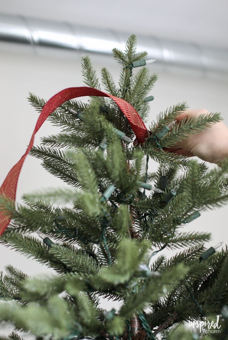 step by step tutorial christmas tree ribbon ideas red