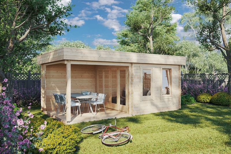 summer house log cabin with veranda