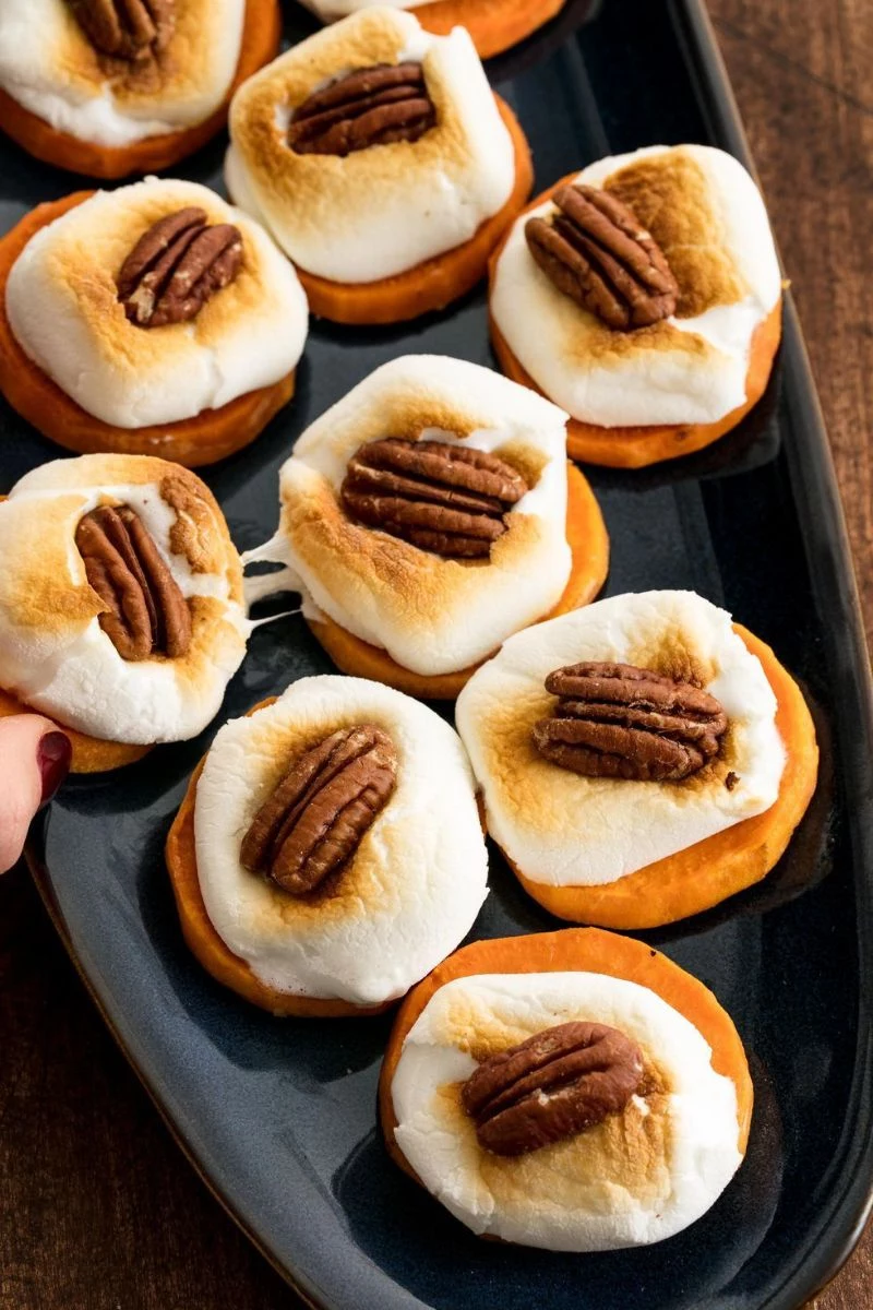 thanksgiving appetizers sweet potato bites with pecans