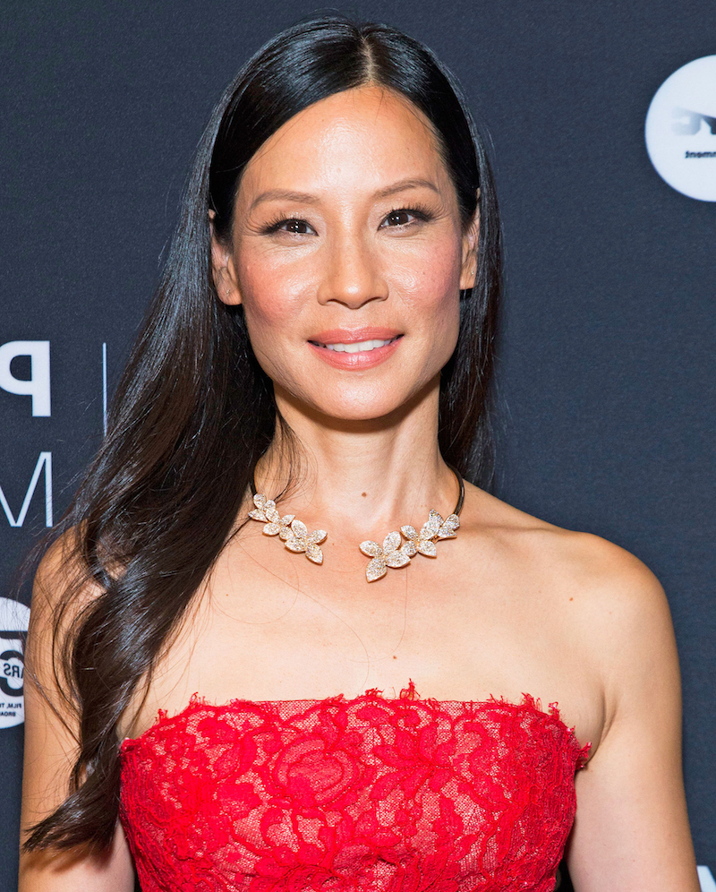 volumizing haircuts for thin long hair lucy liu red dress look