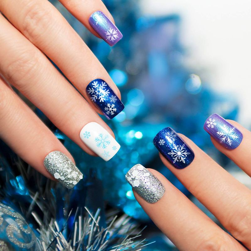 Icy blue Christmas nail designs you have to try - archziner.com