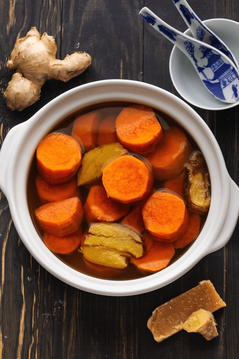 sweet potato and ginger dessert soup meals with shredded chicken lefotvers