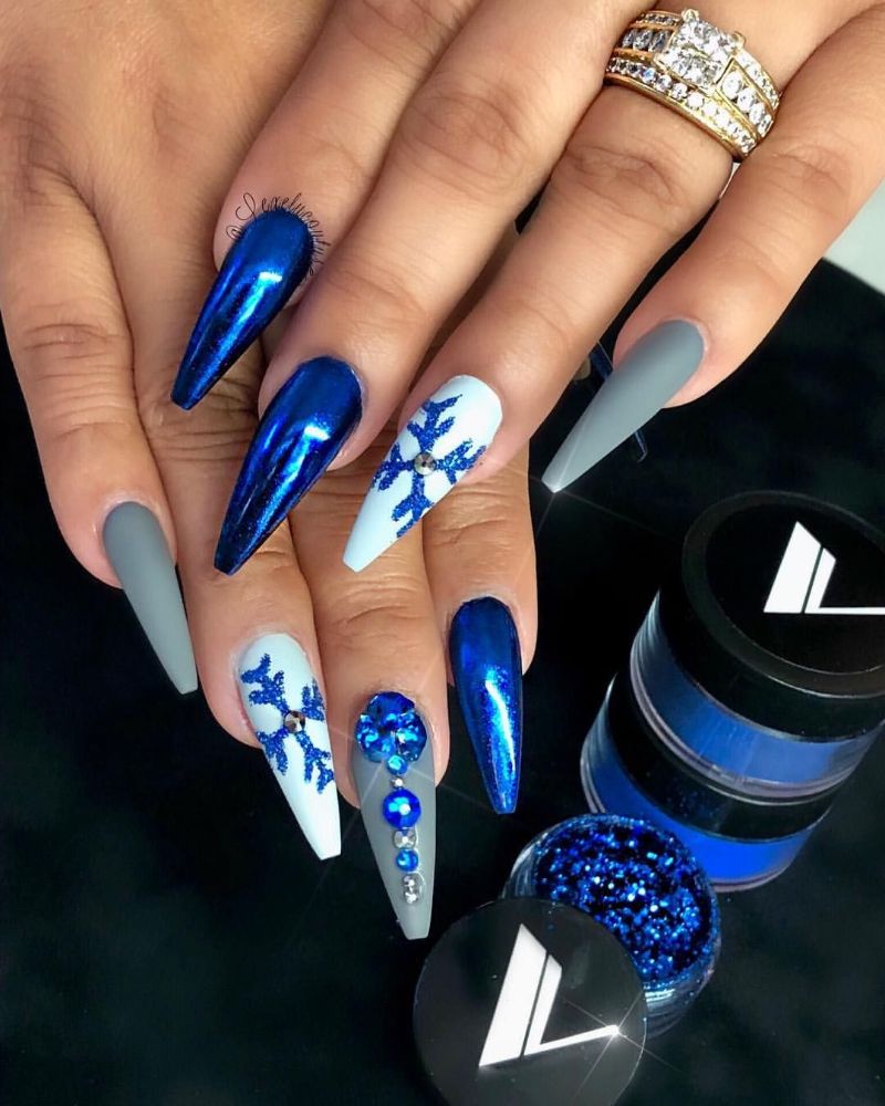 christmas nails ideas blue