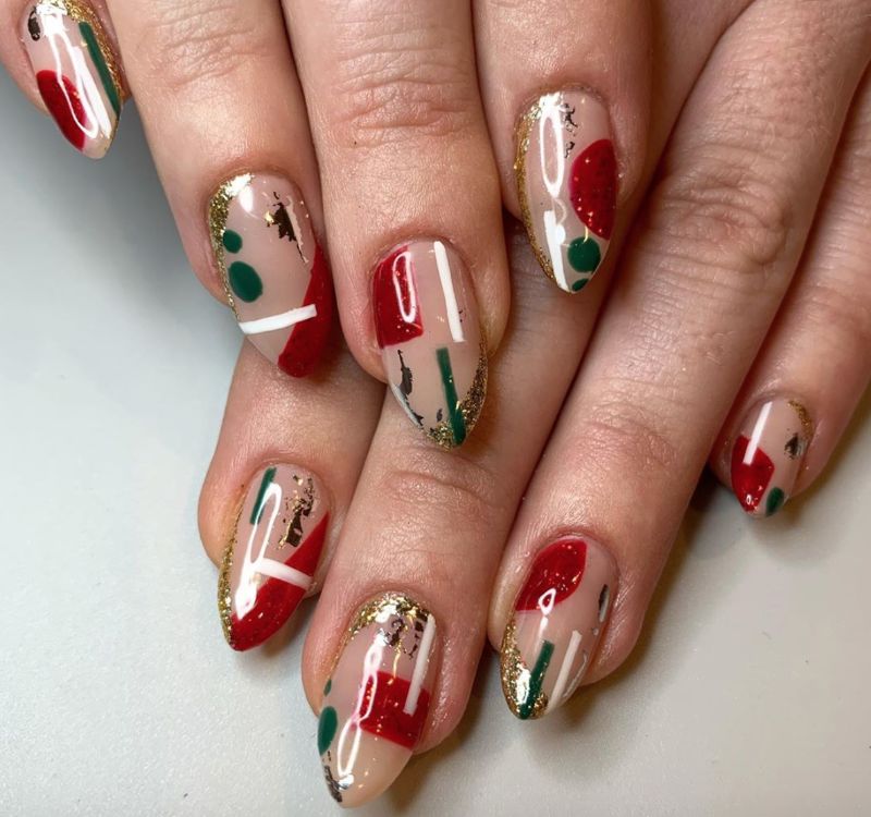 christmas nail colors abstract design