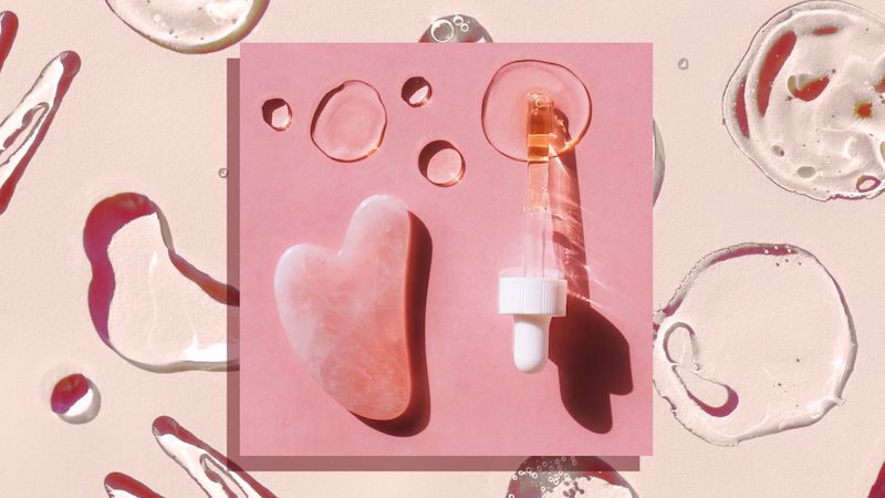 gua sha tool from rose quartz best paired with serums and creams