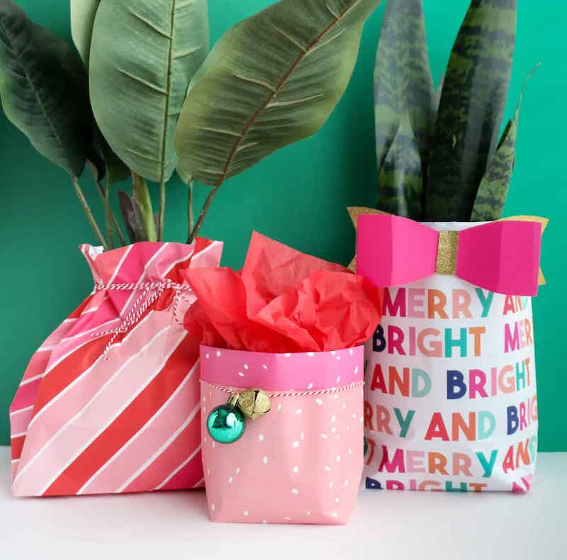 how to make a gift bag out of wrapping paper christmas diy 6