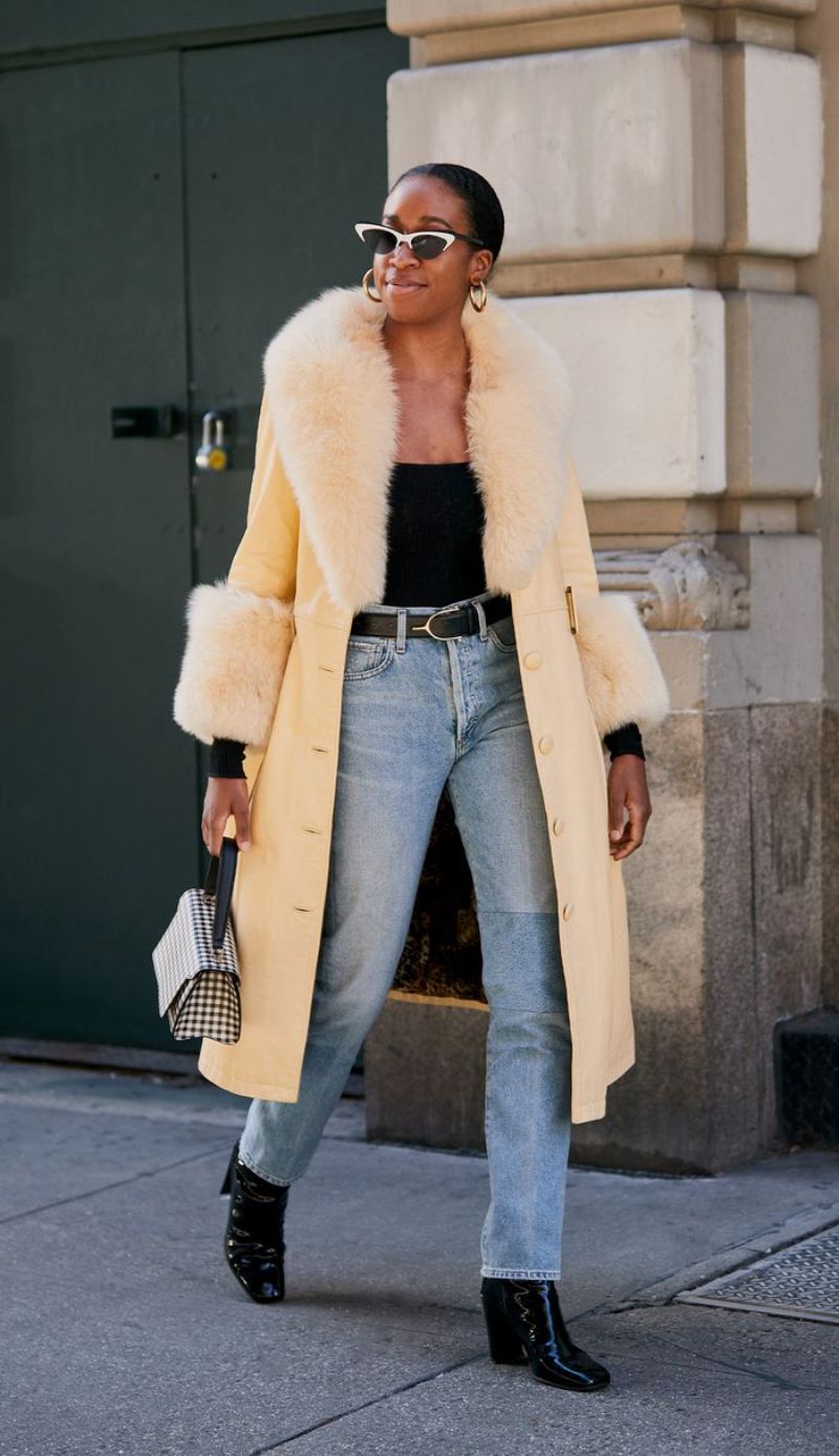 jeans winter outfits 2021 long coat