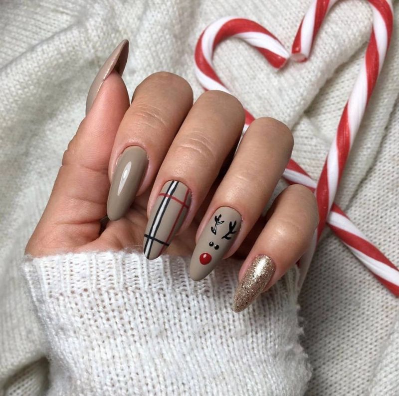 light brown christmas nail designs matte