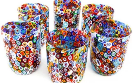 murano drinking glass set of six glasses