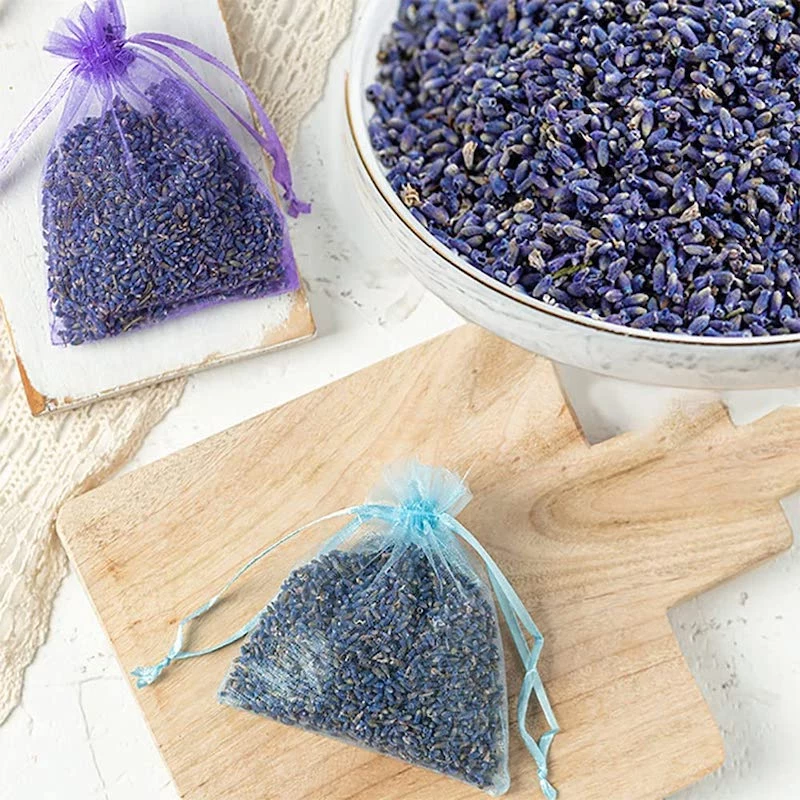 potpourri bags with dried lavender buds and essential oils