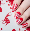 red and white simple christmas nails decorations
