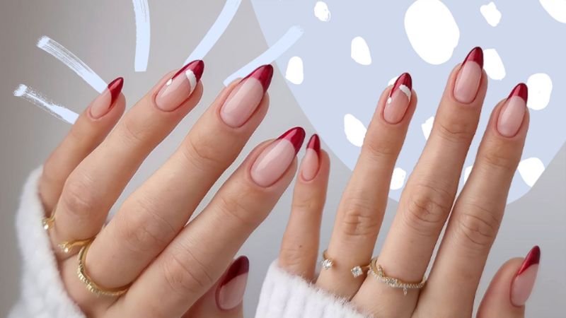 santa hat christmas nail colors french manicure