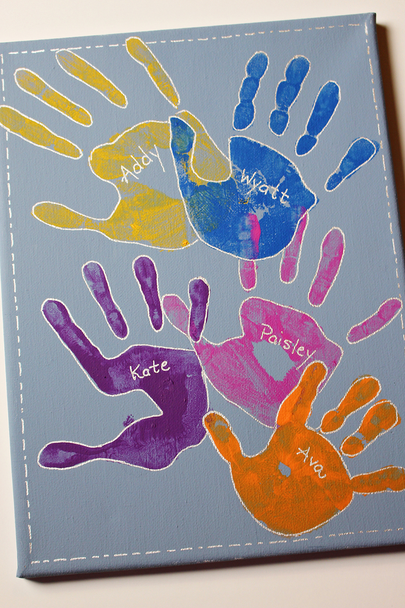 special collage handprint art kids project for grandma picture frame
