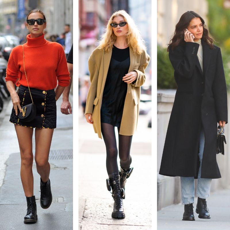 three different combat boots outfit ideas