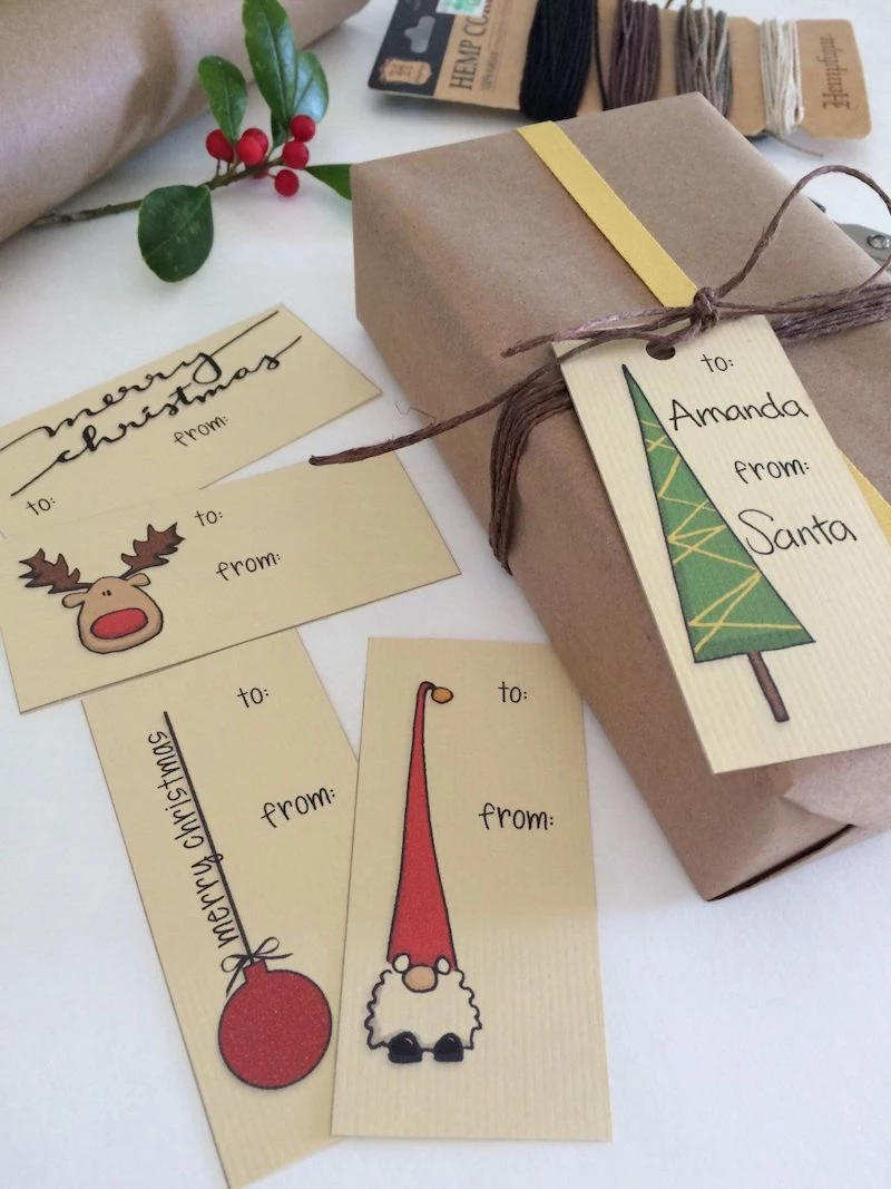 unique diy packaging ideas for christmas gifts with handrawn card illustrations