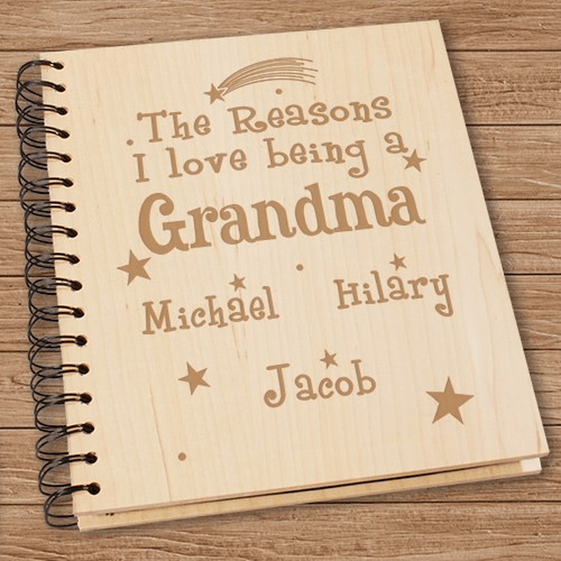 unique personalized gifts for grandma photo album with names of grandchildren