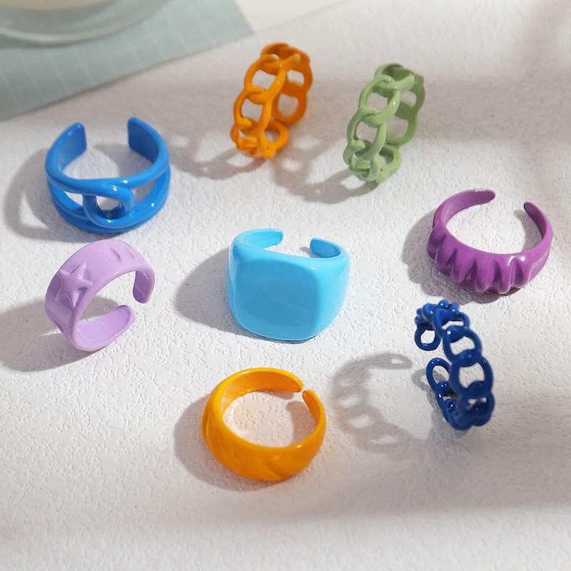 polymer clay rings with chunky funky deisgns for women