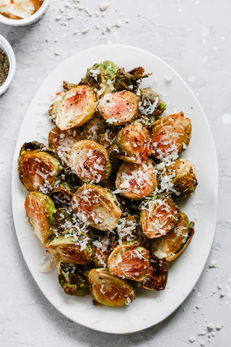 air fryer brussel sprouts balsamic parmesan brussels sprouts