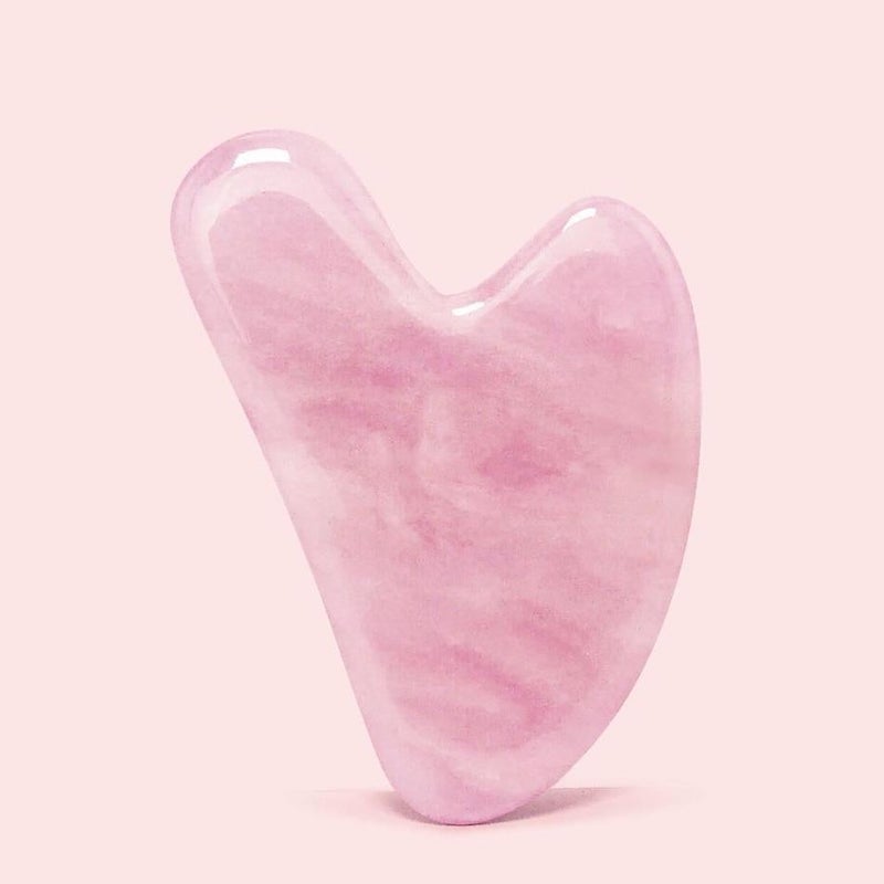 authentic rose quartz gua sha tool for muscle scrapting and contouring