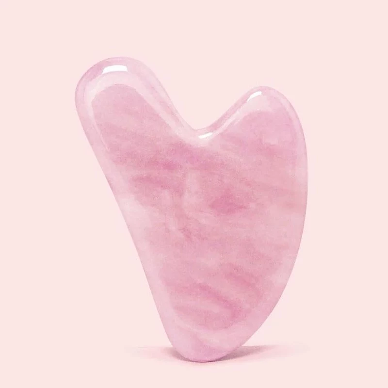 authentic rose quartz gua sha tool for muscle scrapting and contouring