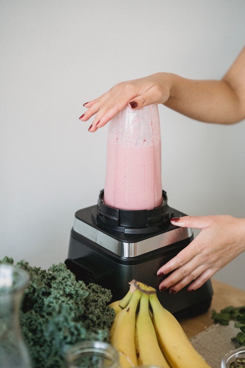 banana baked goods woman making a smoothie