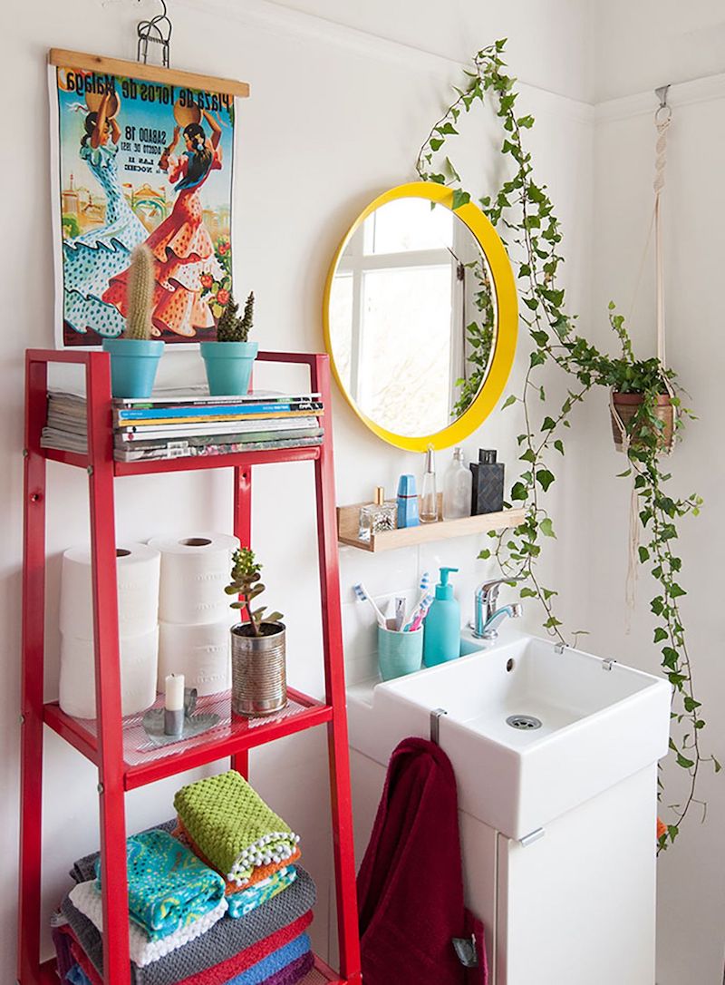 bathroom space saver colorful tidy bathroom