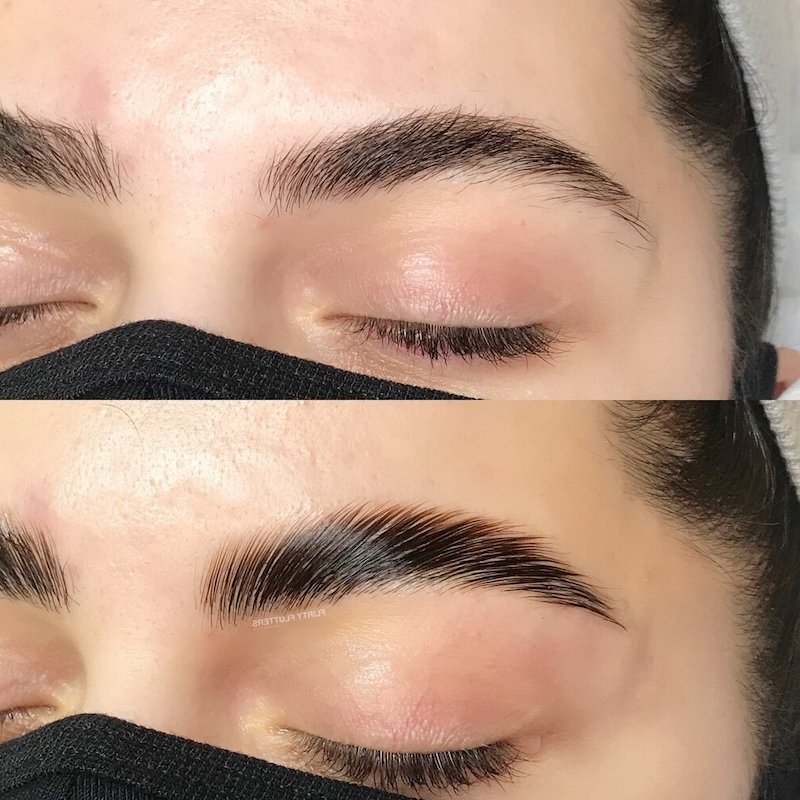 before and after eyebrow tinting and laminating amazing results