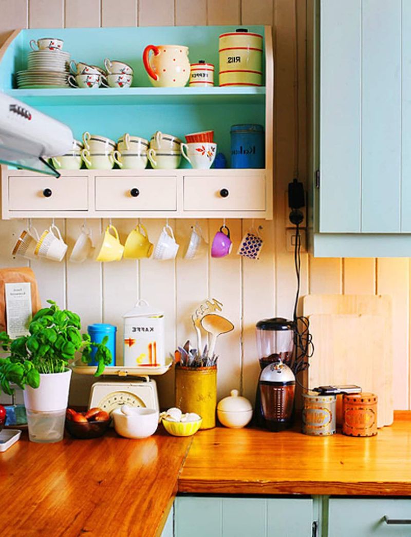 cabinet slide outs hanging mugs on hooks