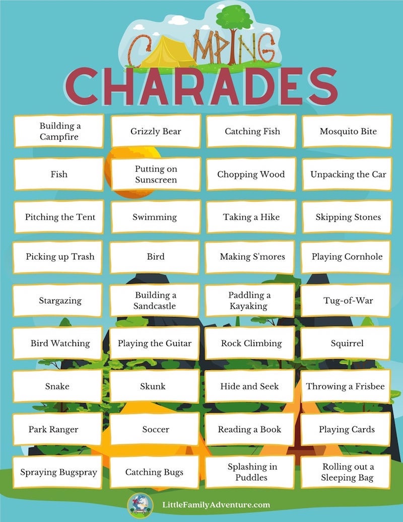 charades ideas for kids camping charades