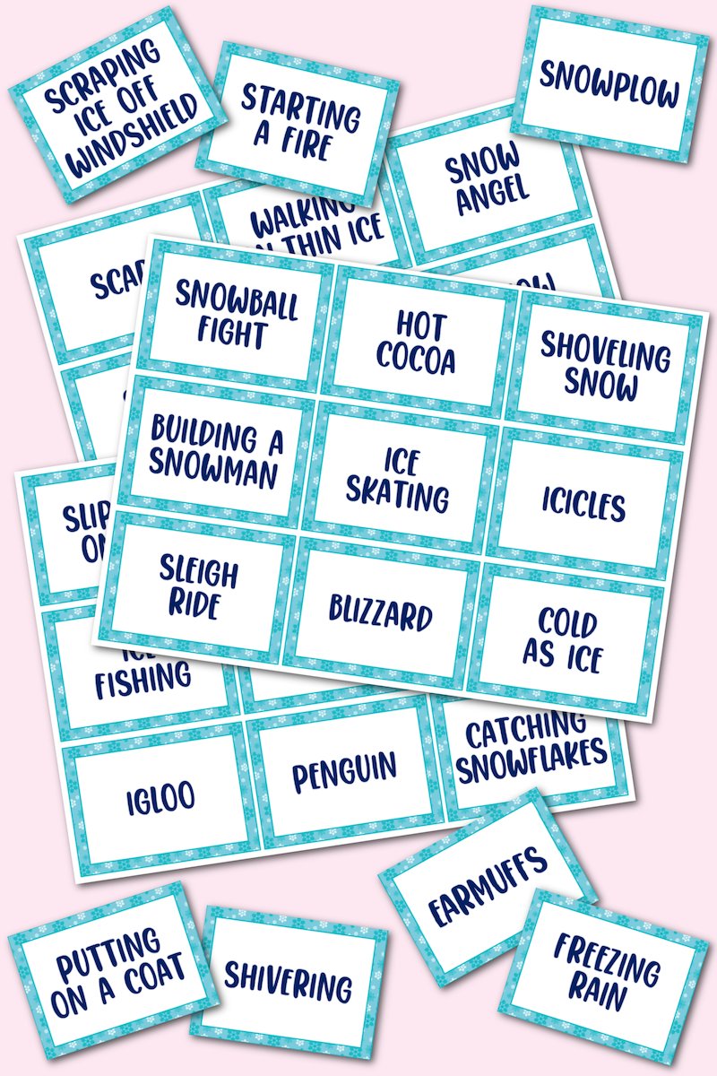 charades word generator winter game cards for charades