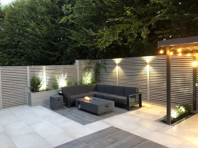 create a living area in your garden with porcelain patio