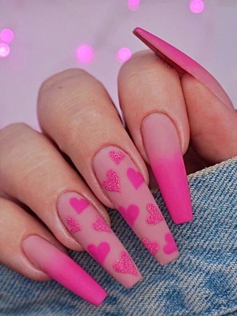cute nail designs pretty pink coffin design