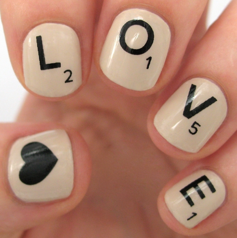 cute nail ideas scrabble letters on nails
