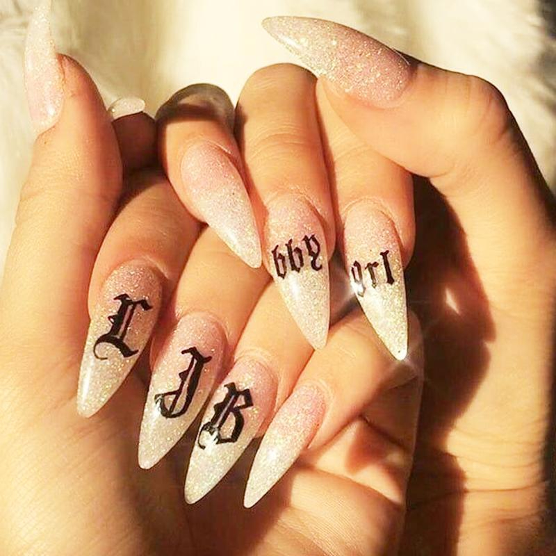 cute nail inspo spellt out on nails