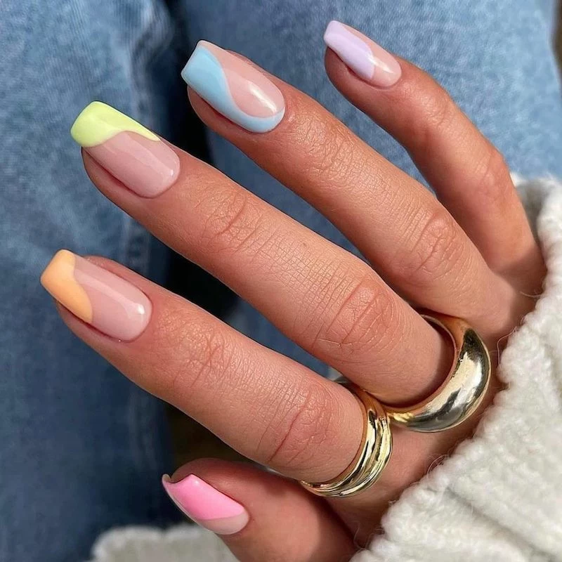 easy spring nail designs short coffin nails colorful