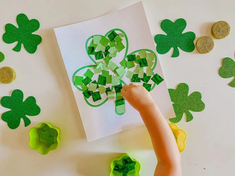 easy st patrick's day drawings shamrock paper mosaic