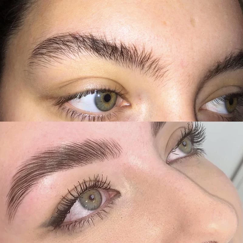 eyebrow lamination and tinting before and after pictures results