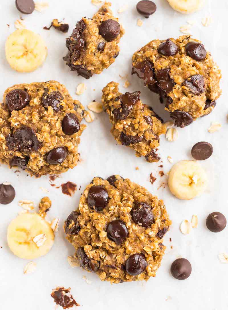 healthy banana cookies banana oatmeal cookies with chocolate chips healthy recipe