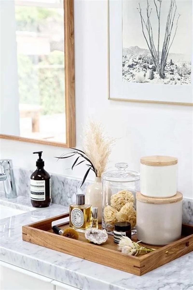 how to organize bathroom cabinets countertop tray