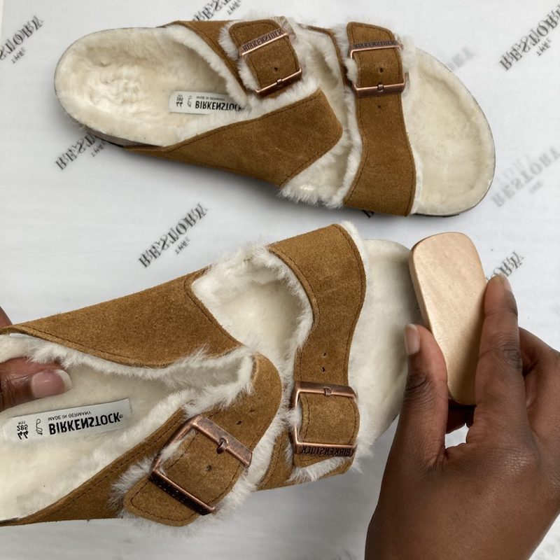 how to use birkenstock cleaning kit cleaning of fluffy sandals