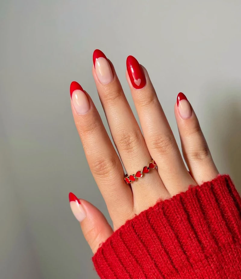 nail ideas with initials french tip red with initials