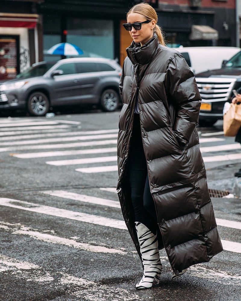 nyc outfits long black puffer coat