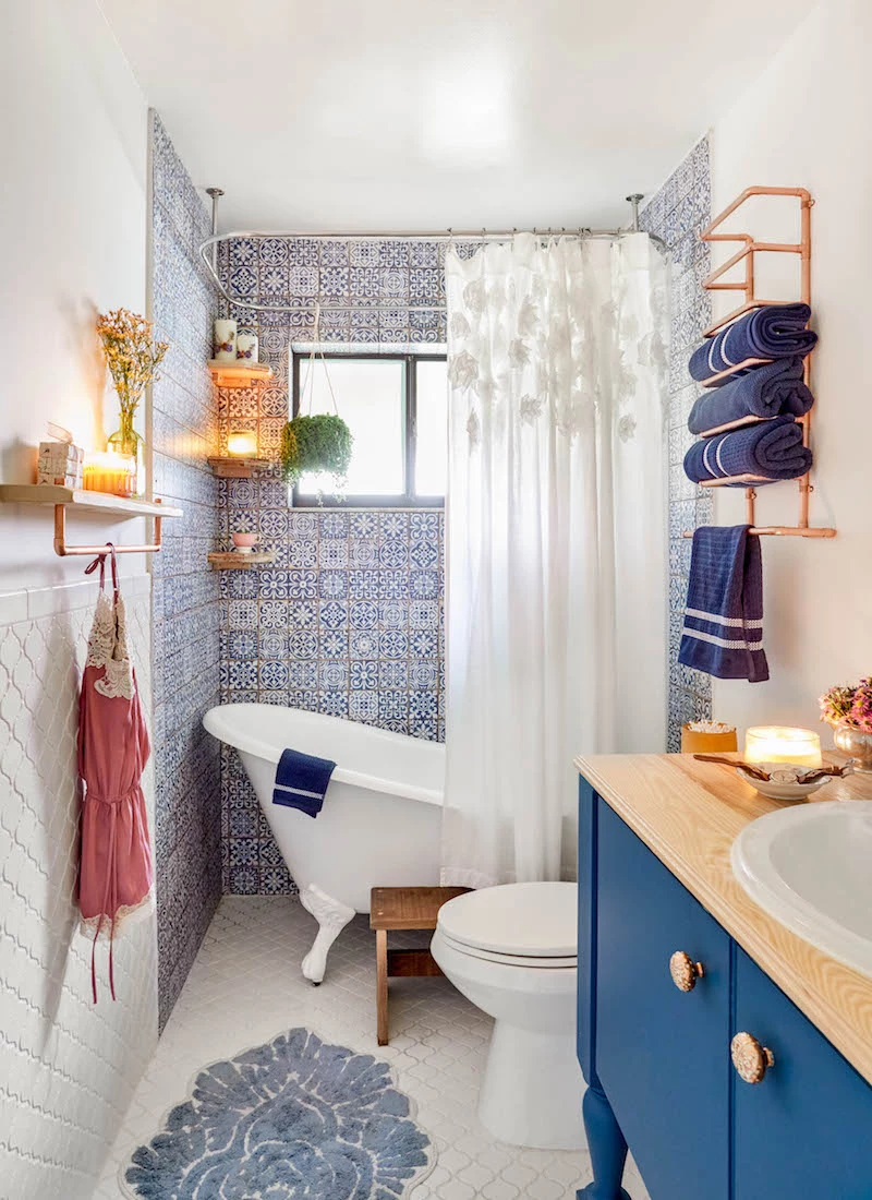 organize bathroom cabinet under sink blue bathroom