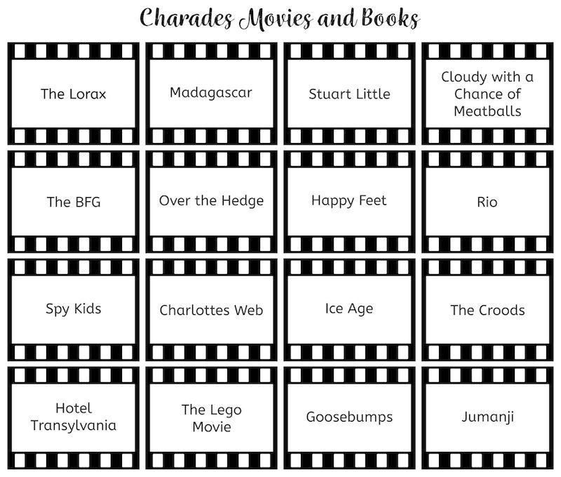 pictionary word generator printable charades movies and books