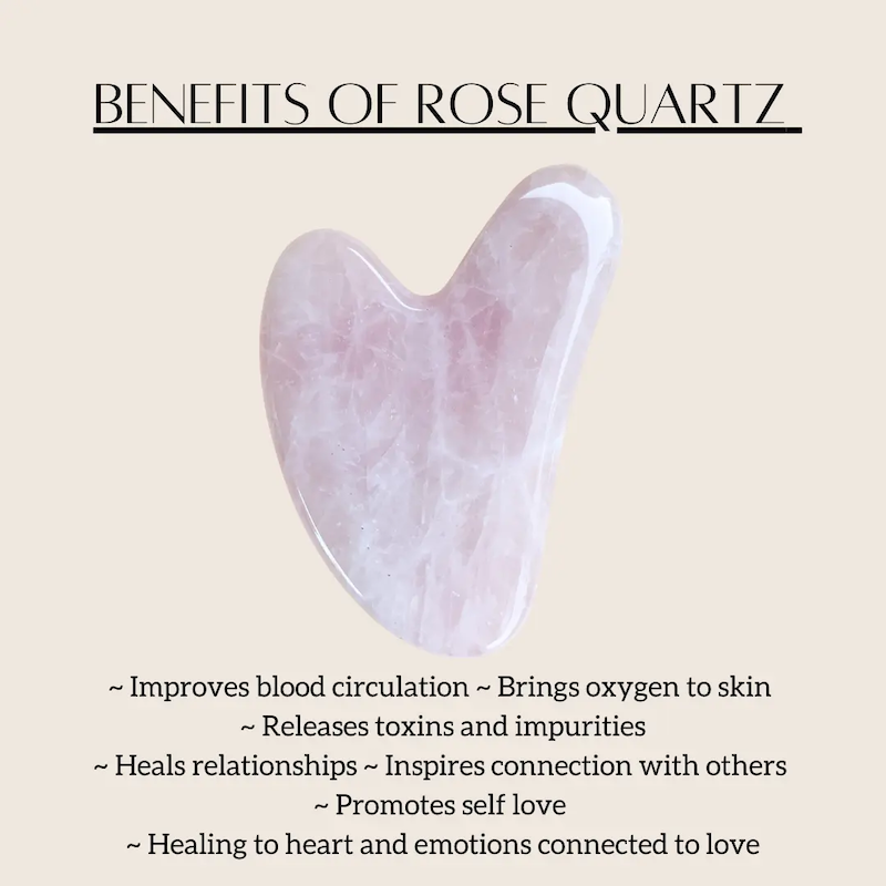pink rose quartz gua sha stone benefits for facial massage
