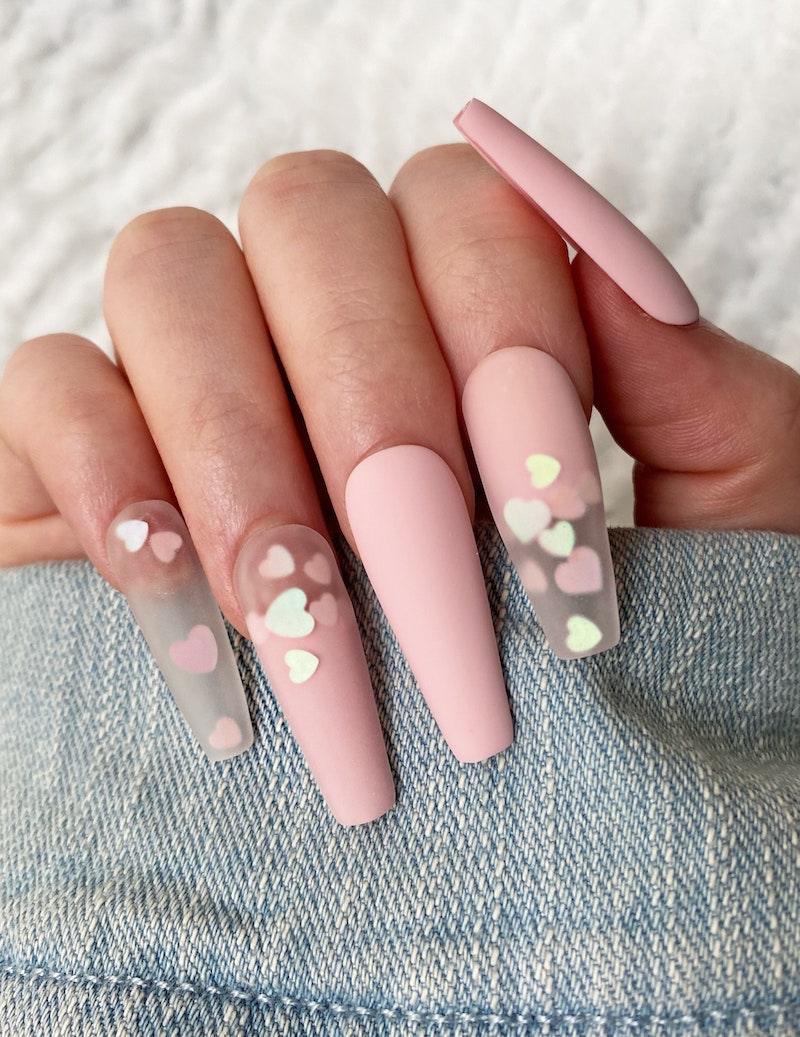 red v tip nails pretty in pink coffin nails