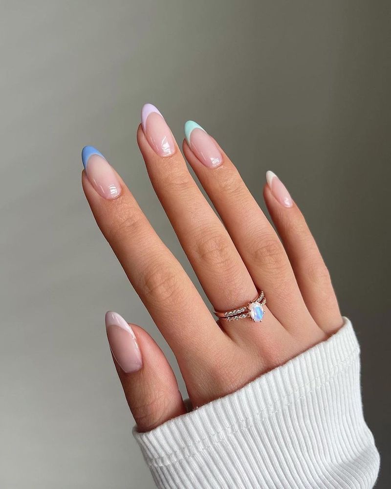 simple nail designs french tip nails with color