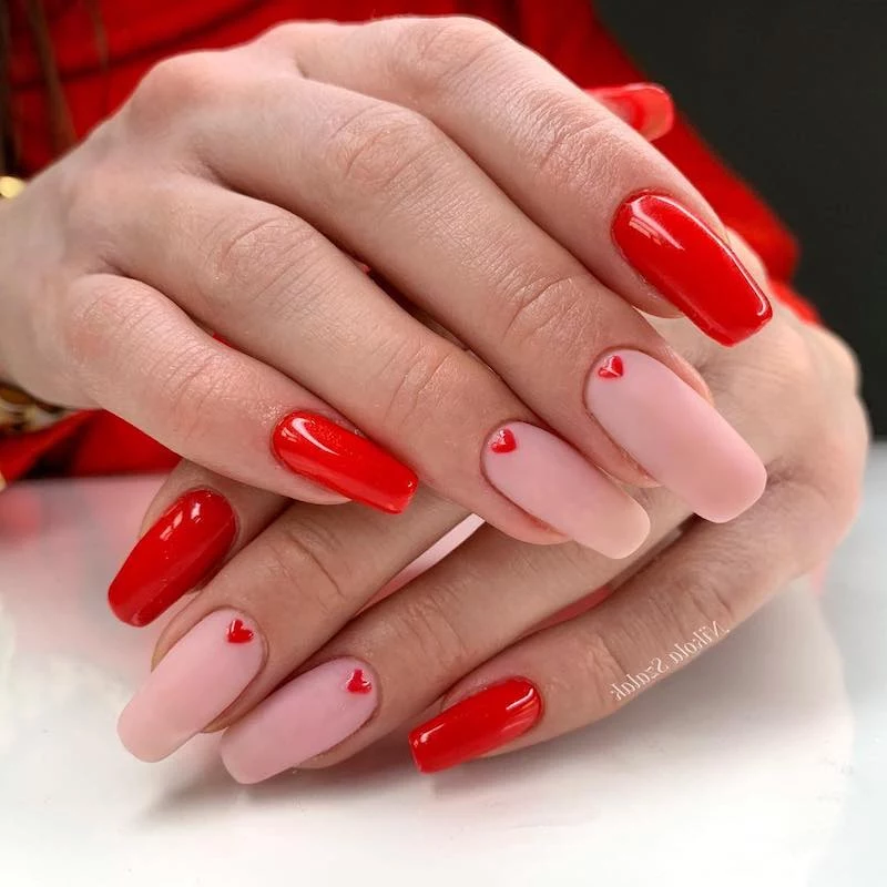 simple valentine's day nails mix and match nails