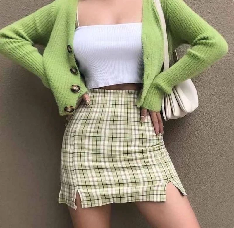 soft girl aesthetic clothes green outfit