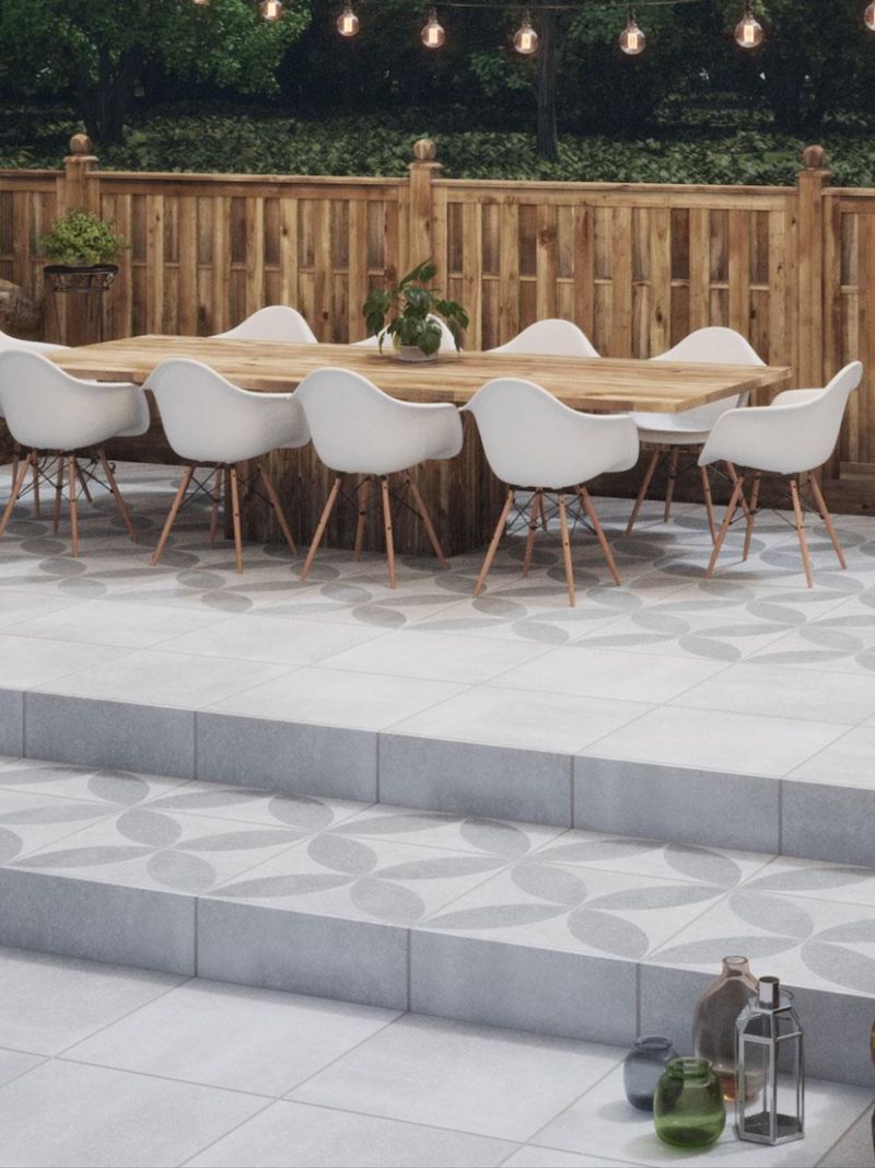 use decking and porcelain to zone areas in your garden